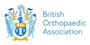 A blue and white logo of the british orthopaedic association.