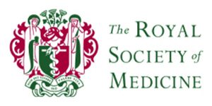 A red and green logo for the royal society of medicine.